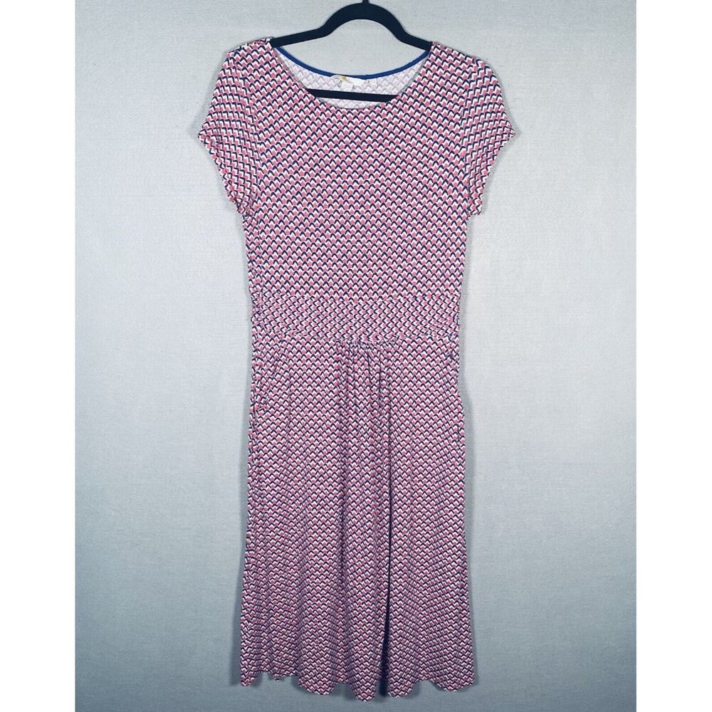 Boden Midi Dress Womens 8 Pink Viscose Cap Sleeve Pullover Pockets
